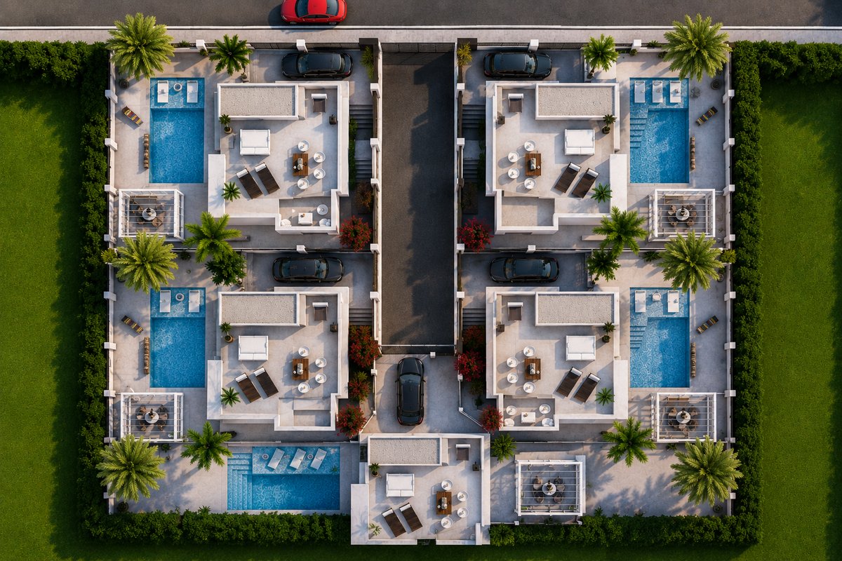 Aerial view of Fuente del Baden gated community in Nerja